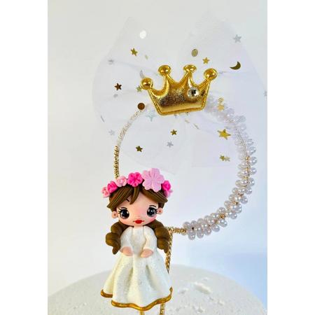 Luna Balunas Communie Taart Topper | Bruidsmeisje Bruid cake decoratie